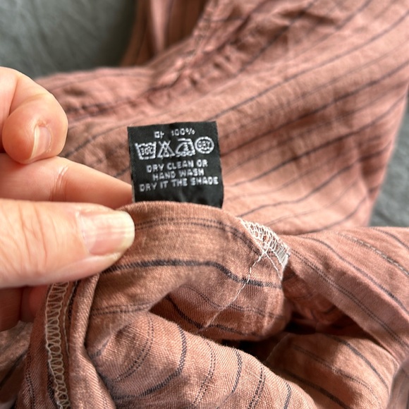 XL Lagenlook dress from a boutique in Seoul Korea. Dusty pink/tan w pinstripes - Picture 11 of 16